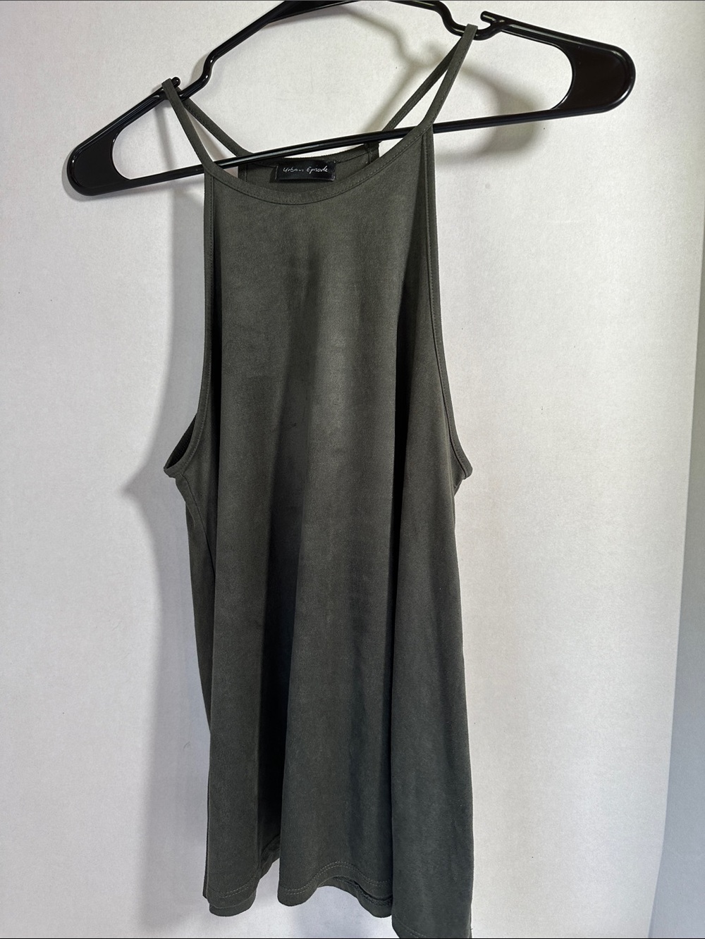 Urban episode olive green faux suede halter tank top size small
